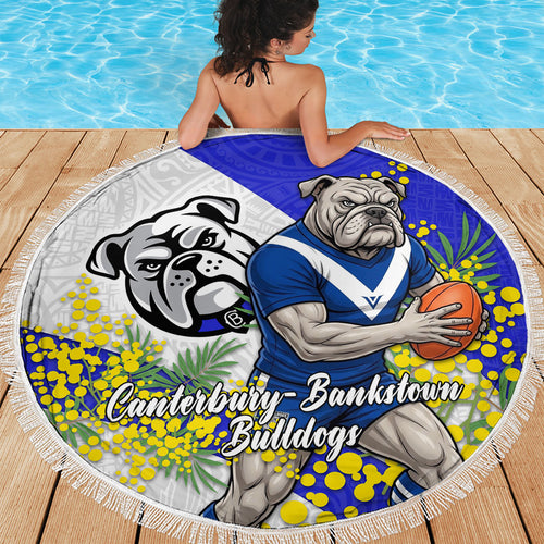 Canterbury Bankstown Bulldogs Beach Blanket Golden Wattle Floral Polynesian - Australian Flower - Rugby Mascot