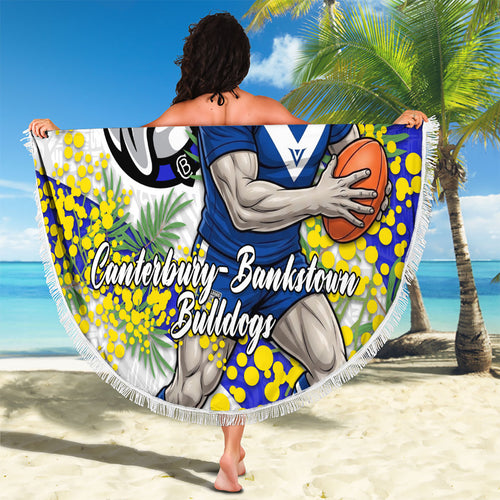 Canterbury Bankstown Bulldogs Beach Blanket Golden Wattle Floral Polynesian - Australian Flower - Rugby Mascot