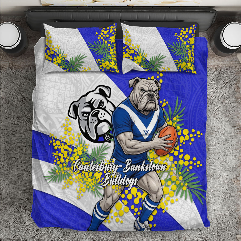 Canterbury Bankstown Bulldogs Bedding Set Golden Wattle Floral Polynesian - Australian Flower - Rugby Mascot