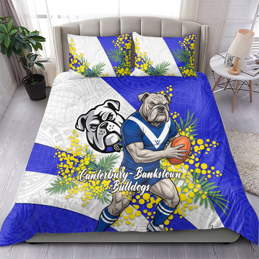Canterbury Bankstown Bulldogs Bedding Set Golden Wattle Floral Polynesian - Australian Flower - Rugby Mascot