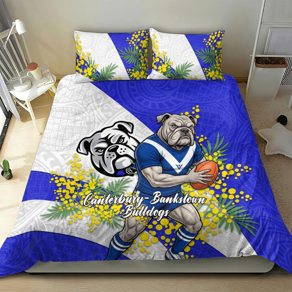 Canterbury Bankstown Bulldogs Bedding Set Golden Wattle Floral Polynesian - Australian Flower - Rugby Mascot