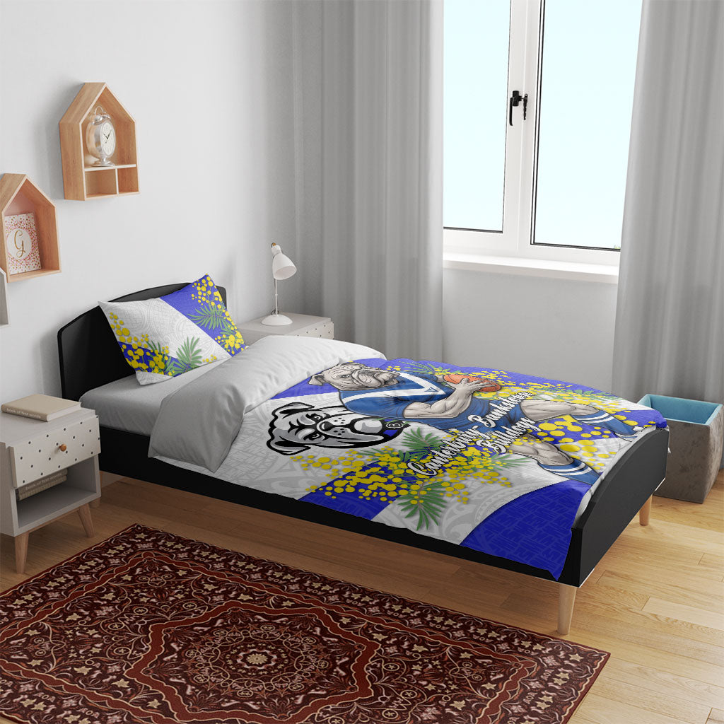 Canterbury Bankstown Bulldogs Bedding Set Golden Wattle Floral Polynesian - Australian Flower - Rugby Mascot