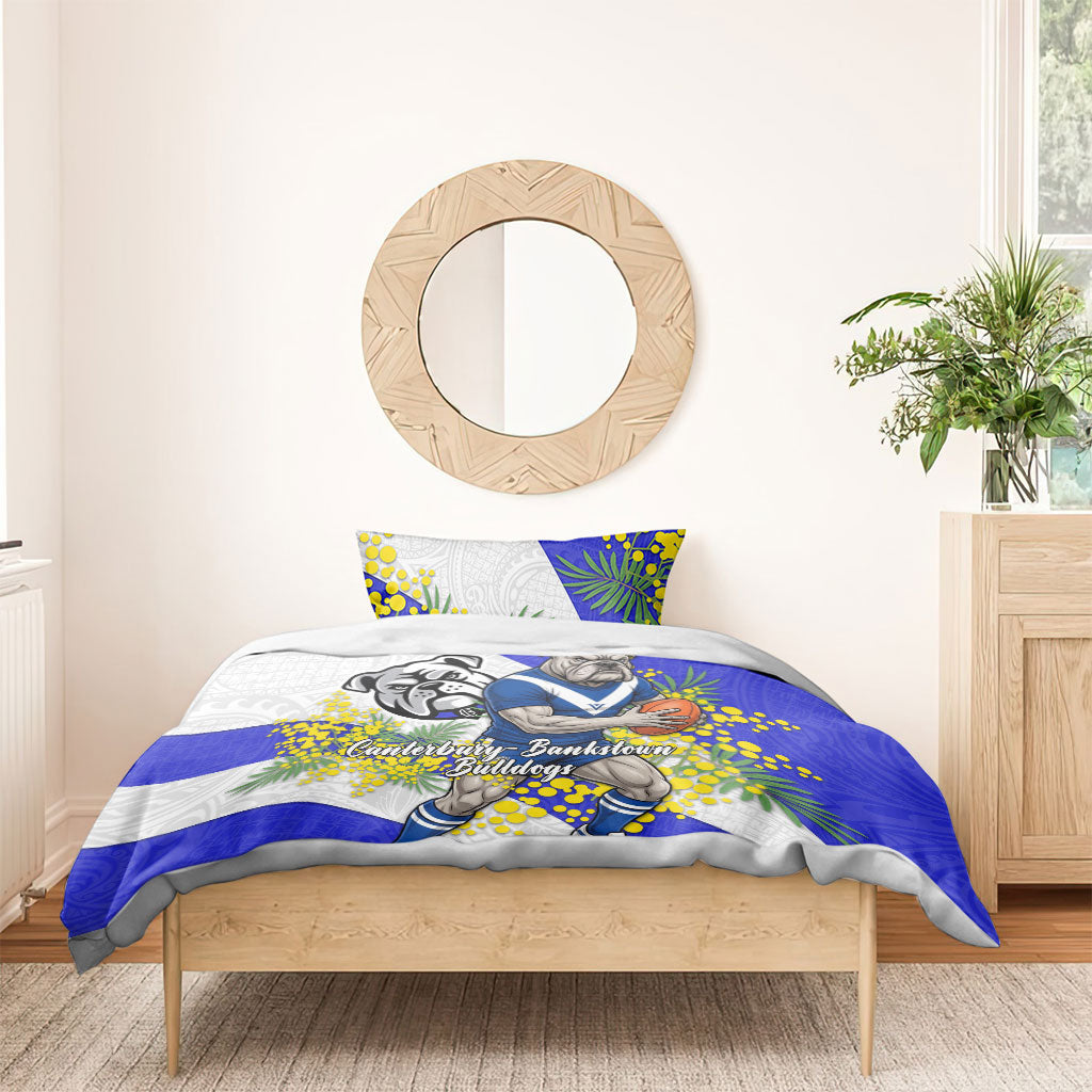Canterbury Bankstown Bulldogs Bedding Set Golden Wattle Floral Polynesian - Australian Flower - Rugby Mascot