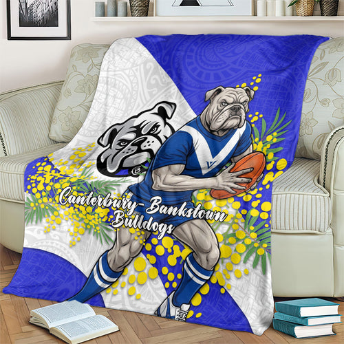 Canterbury Bankstown Bulldogs Blanket Golden Wattle Floral Polynesian - Australian Flower - Rugby Mascot