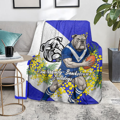 Canterbury Bankstown Bulldogs Blanket Golden Wattle Floral Polynesian - Australian Flower - Rugby Mascot