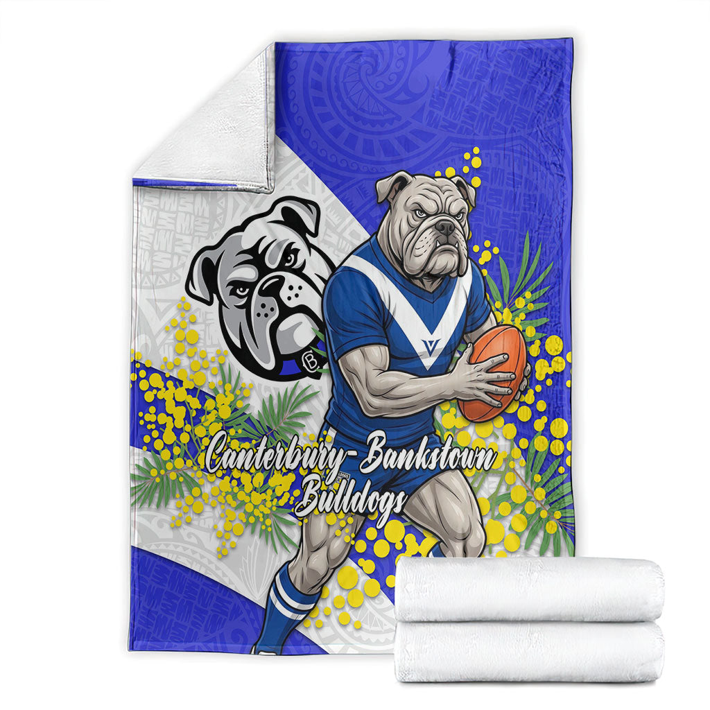 Canterbury Bankstown Bulldogs Blanket Golden Wattle Floral Polynesian - Australian Flower - Rugby Mascot