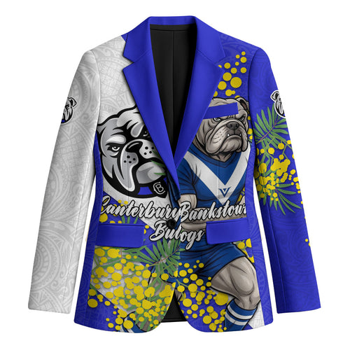 Canterbury Bankstown Bulldogs Blazer Golden Wattle Floral Polynesian - Australian Flower - Rugby Mascot