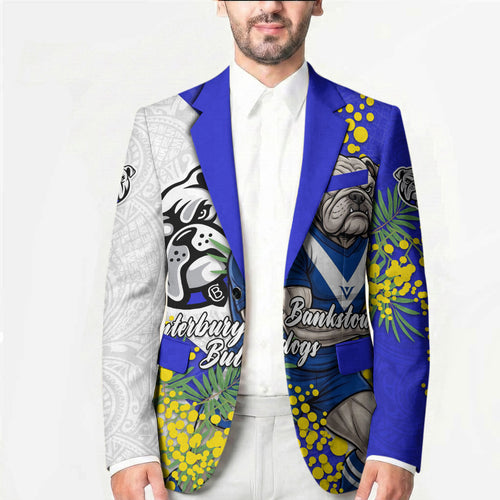Canterbury Bankstown Bulldogs Blazer Golden Wattle Floral Polynesian - Australian Flower - Rugby Mascot