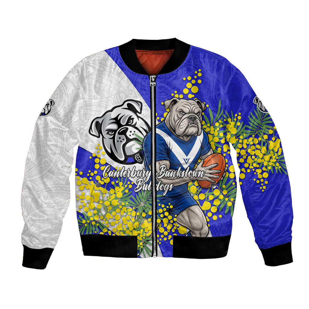 Canterbury Bankstown Bulldogs Bomber Jacket Golden Wattle Floral Polynesian - Australian Flower - Rugby Mascot