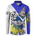 Canterbury Bankstown Bulldogs Button Sweatshirt Golden Wattle Floral Polynesian - Australian Flower - Rugby Mascot