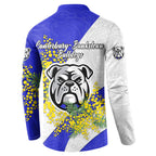 Canterbury Bankstown Bulldogs Button Sweatshirt Golden Wattle Floral Polynesian - Australian Flower - Rugby Mascot