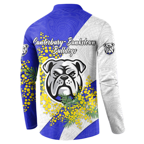 Canterbury Bankstown Bulldogs Button Sweatshirt Golden Wattle Floral Polynesian - Australian Flower - Rugby Mascot