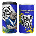 Canterbury Bankstown Bulldogs 4 in 1 Can Cooler Tumbler Golden Wattle Floral Polynesian - Australian Flower - Rugby Mascot