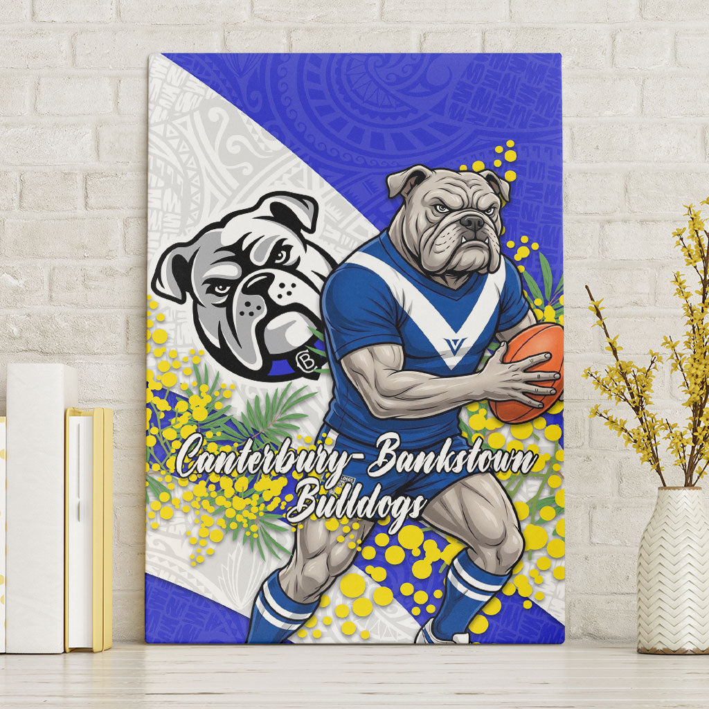 Canterbury Bankstown Bulldogs Canvas Wall Art Golden Wattle Floral Polynesian - Australian Flower - Rugby Mascot