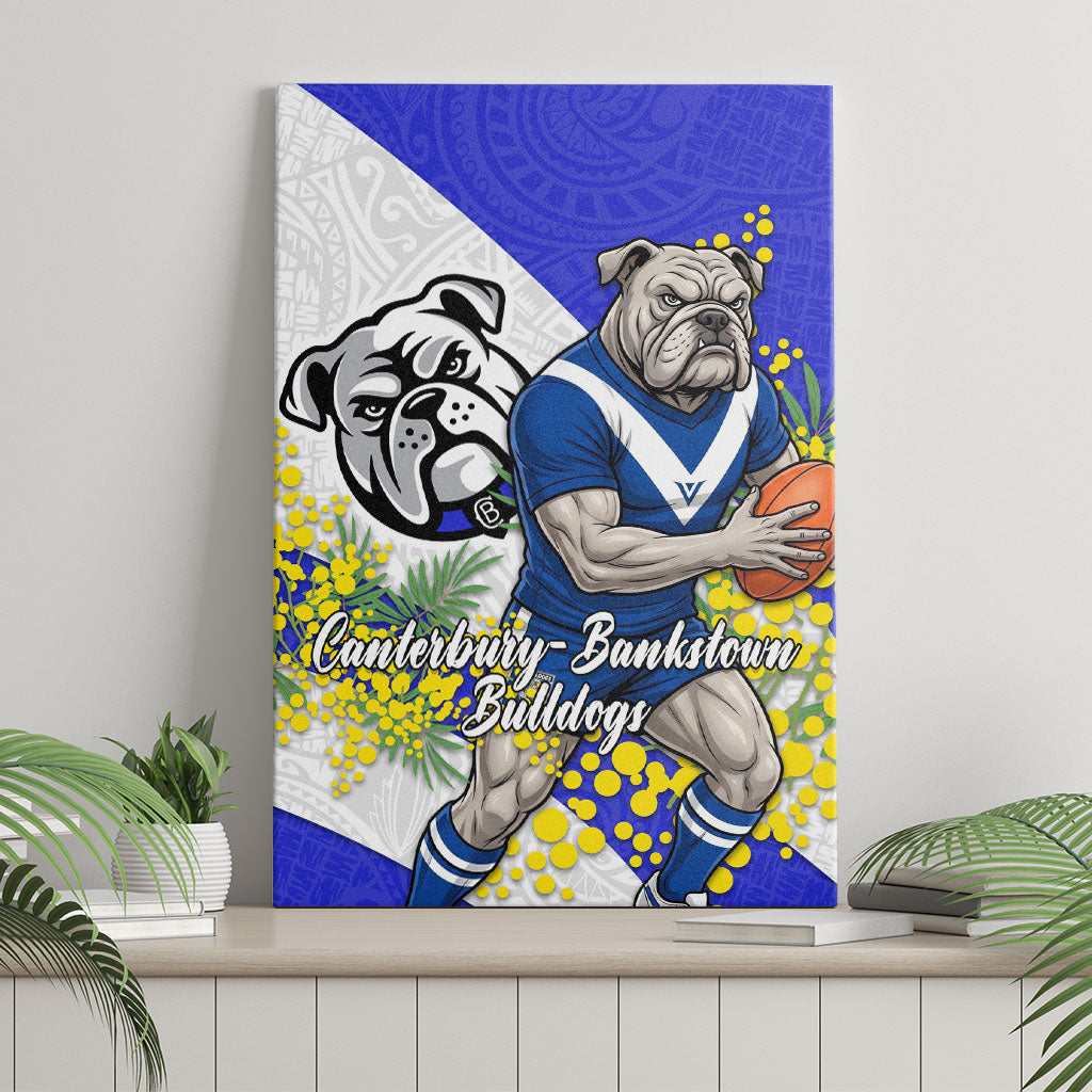 Canterbury Bankstown Bulldogs Canvas Wall Art Golden Wattle Floral Polynesian - Australian Flower - Rugby Mascot
