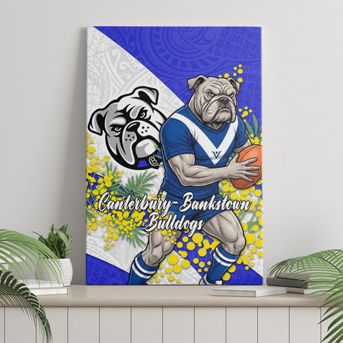 Canterbury Bankstown Bulldogs Canvas Wall Art Golden Wattle Floral Polynesian - Australian Flower - Rugby Mascot