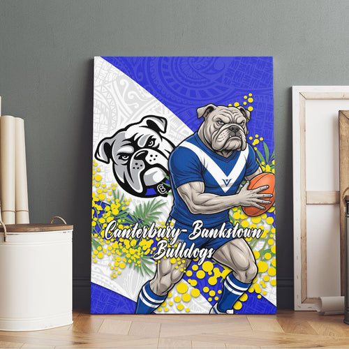 Canterbury Bankstown Bulldogs Canvas Wall Art Golden Wattle Floral Polynesian - Australian Flower - Rugby Mascot