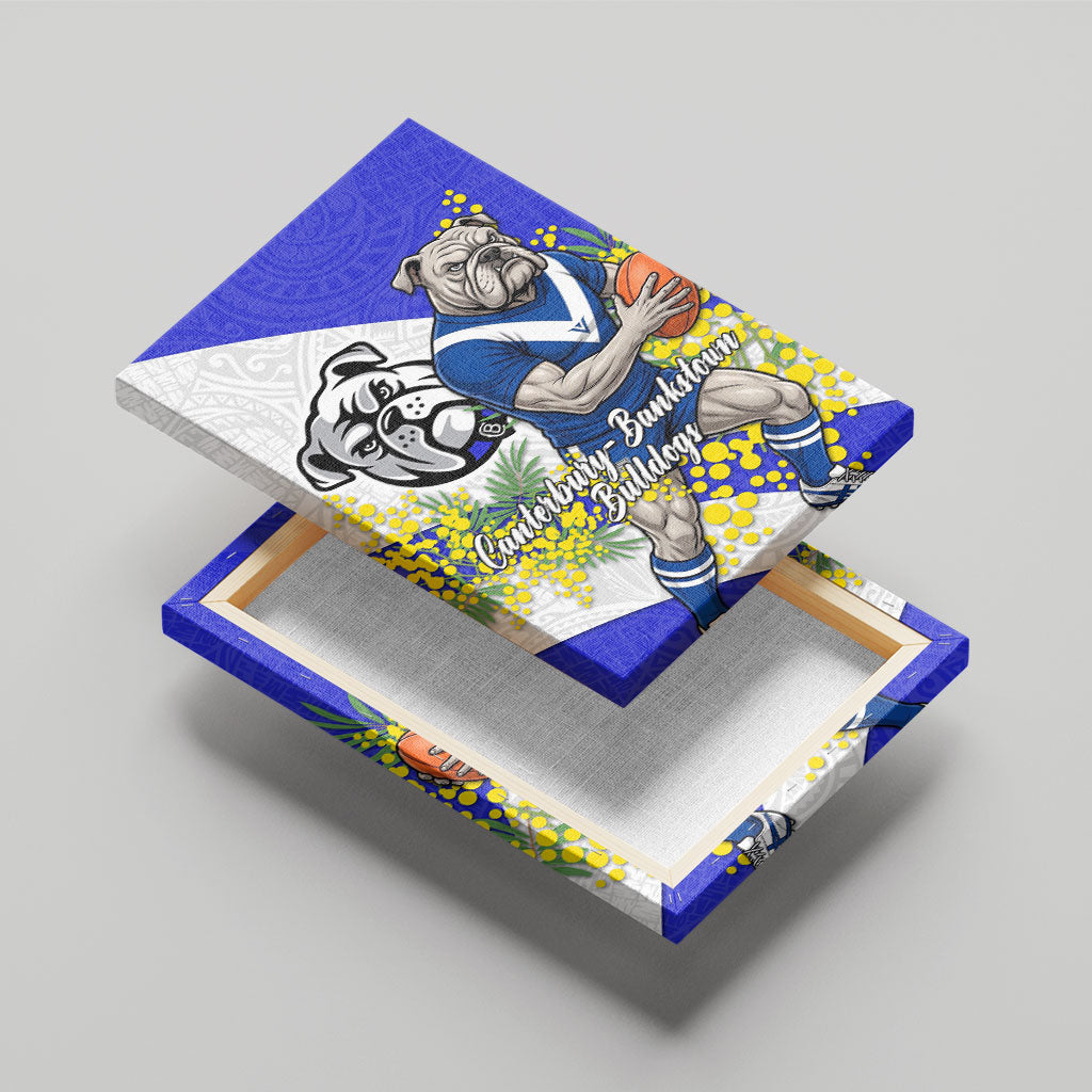 Canterbury Bankstown Bulldogs Canvas Wall Art Golden Wattle Floral Polynesian - Australian Flower - Rugby Mascot