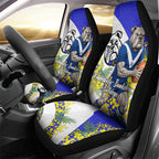 Canterbury Bankstown Bulldogs Car Seat Cover Golden Wattle Floral Polynesian - Australian Flower - Rugby Mascot