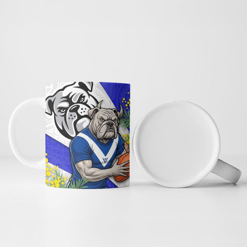 Canterbury Bankstown Bulldogs Ceramic Mug Golden Wattle Floral Polynesian - Australian Flower - Rugby Mascot