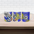 Canterbury Bankstown Bulldogs Ceramic Mug Golden Wattle Floral Polynesian - Australian Flower - Rugby Mascot