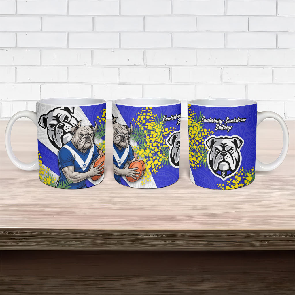 Canterbury Bankstown Bulldogs Ceramic Mug Golden Wattle Floral Polynesian - Australian Flower - Rugby Mascot