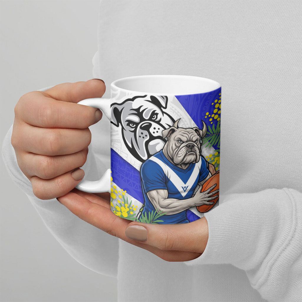 Canterbury Bankstown Bulldogs Ceramic Mug Golden Wattle Floral Polynesian - Australian Flower - Rugby Mascot