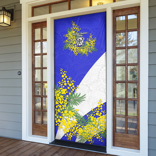 Canterbury Bankstown Bulldogs Door Cover Golden Wattle Floral Polynesian - Australian Flower - Rugby Mascot