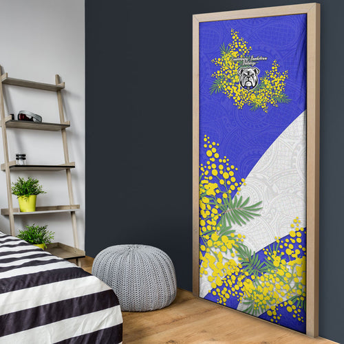 Canterbury Bankstown Bulldogs Door Cover Golden Wattle Floral Polynesian - Australian Flower - Rugby Mascot
