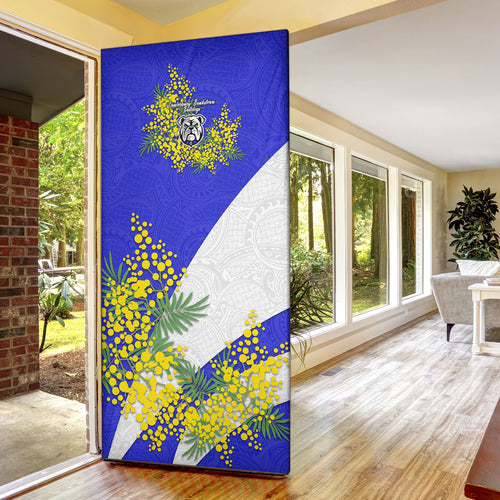 Canterbury Bankstown Bulldogs Door Cover Golden Wattle Floral Polynesian - Australian Flower - Rugby Mascot