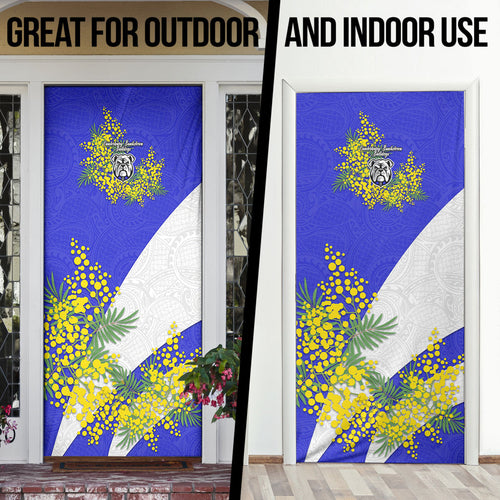 Canterbury Bankstown Bulldogs Door Cover Golden Wattle Floral Polynesian - Australian Flower - Rugby Mascot