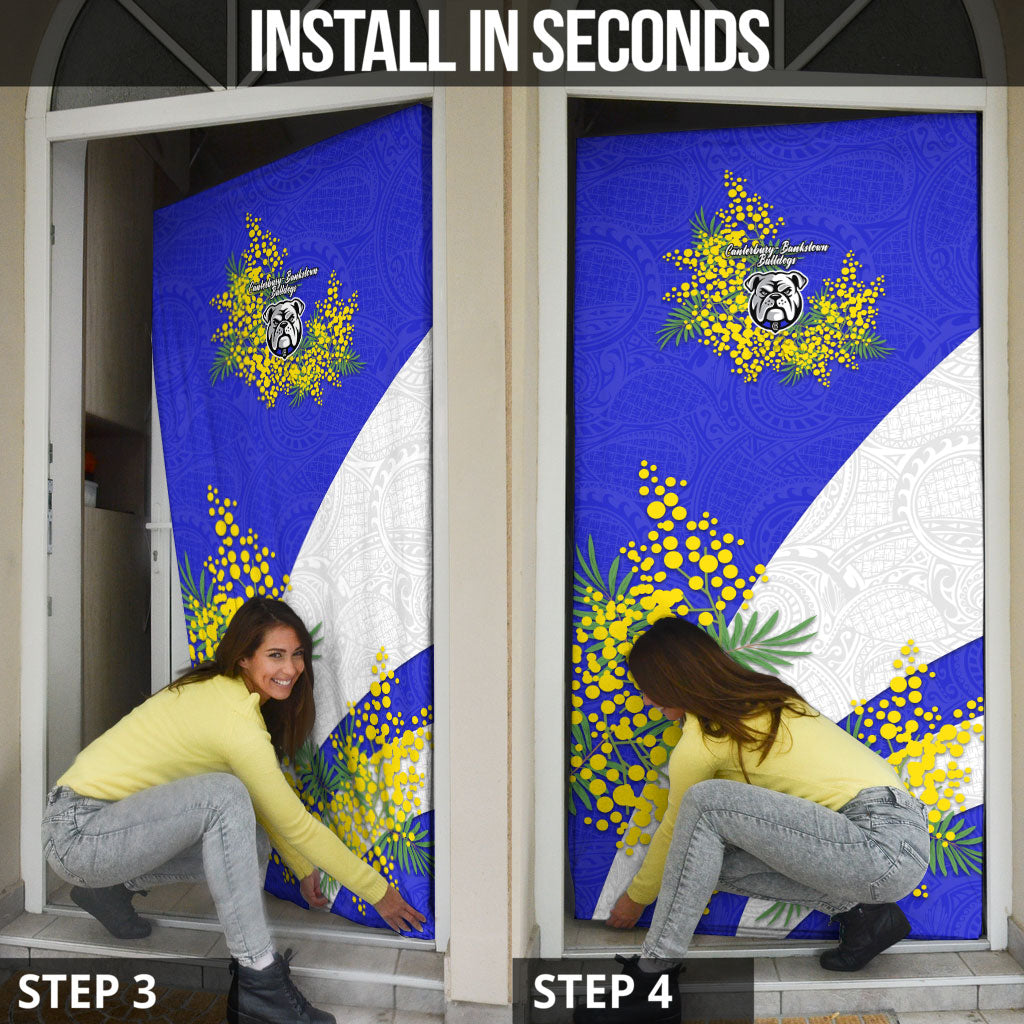 Canterbury Bankstown Bulldogs Door Cover Golden Wattle Floral Polynesian - Australian Flower - Rugby Mascot