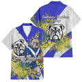 Canterbury Bankstown Bulldogs Family Matching Tank Maxi Dress and Hawaiian Shirt Golden Wattle Floral Polynesian - Australian Flower - Rugby Mascot