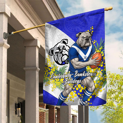 Canterbury Bankstown Bulldogs Garden Flag Golden Wattle Floral Polynesian - Australian Flower - Rugby Mascot