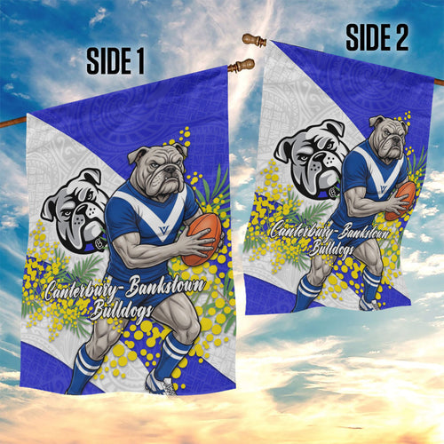 Canterbury Bankstown Bulldogs Garden Flag Golden Wattle Floral Polynesian - Australian Flower - Rugby Mascot