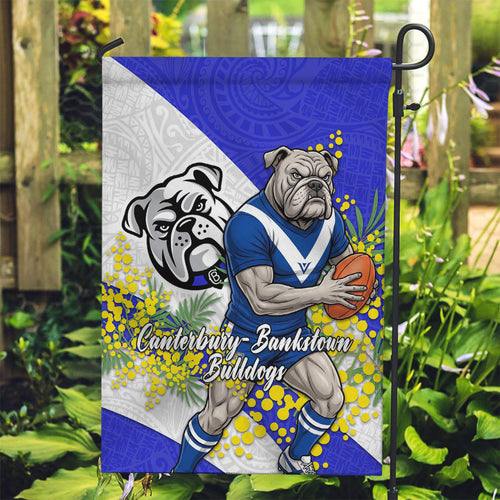 Canterbury Bankstown Bulldogs Garden Flag Golden Wattle Floral Polynesian - Australian Flower - Rugby Mascot