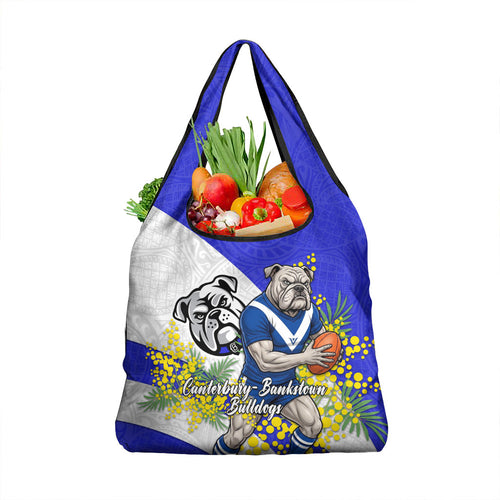 Canterbury Bankstown Bulldogs Grocery Bag Golden Wattle Floral Polynesian - Australian Flower - Rugby Mascot
