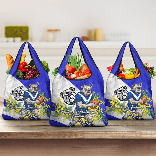 Canterbury Bankstown Bulldogs Grocery Bag Golden Wattle Floral Polynesian - Australian Flower - Rugby Mascot