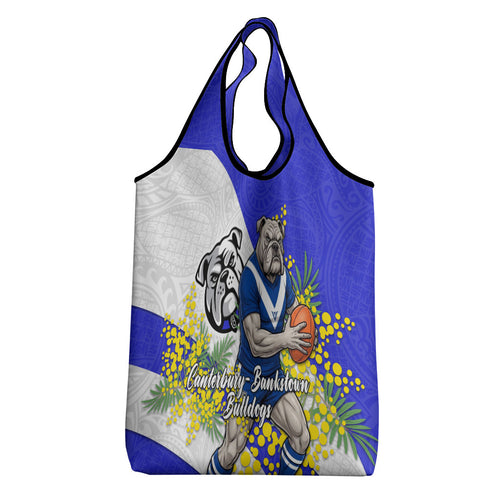 Canterbury Bankstown Bulldogs Grocery Bag Golden Wattle Floral Polynesian - Australian Flower - Rugby Mascot