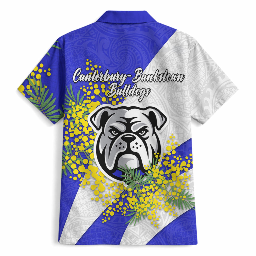 Canterbury Bankstown Bulldogs Hawaiian Shirt Golden Wattle Floral Polynesian - Australian Flower - Rugby Mascot