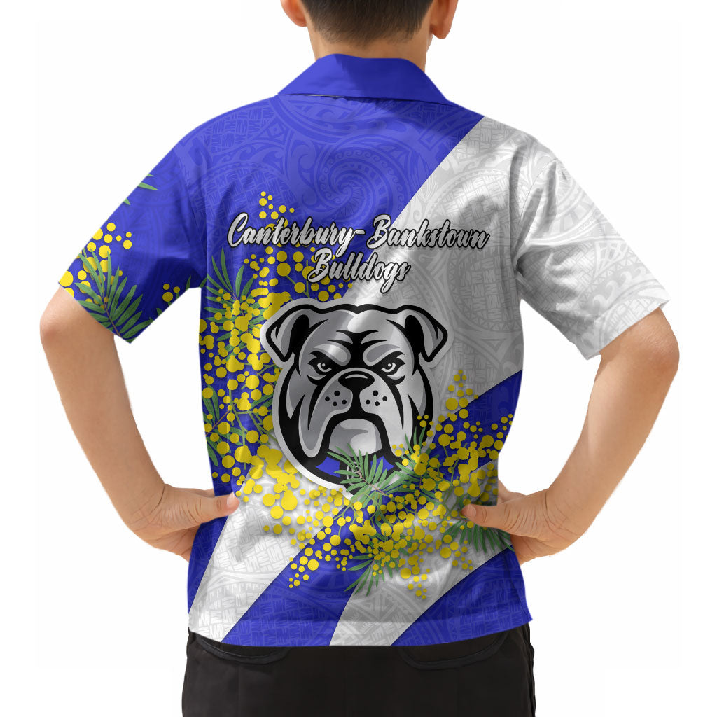 Canterbury Bankstown Bulldogs Hawaiian Shirt Golden Wattle Floral Polynesian - Australian Flower - Rugby Mascot