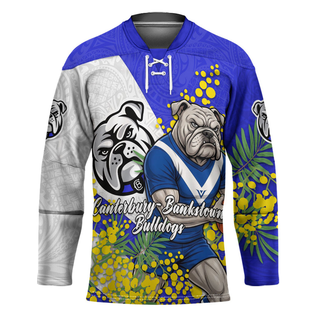 Canterbury Bankstown Bulldogs Hockey Jersey Golden Wattle Floral Polynesian - Australian Flower - Rugby Mascot