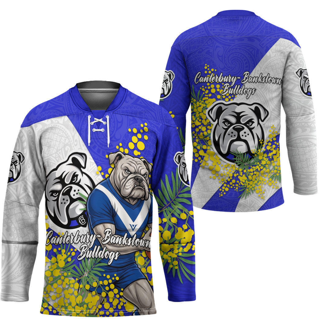 Canterbury Bankstown Bulldogs Hockey Jersey Golden Wattle Floral Polynesian - Australian Flower - Rugby Mascot