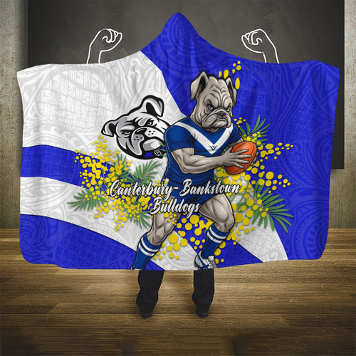 Canterbury Bankstown Bulldogs Hooded Blanket Golden Wattle Floral Polynesian - Australian Flower - Rugby Mascot