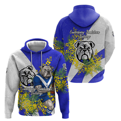 Canterbury Bankstown Bulldogs Hoodie Golden Wattle Floral Polynesian - Australian Flower - Rugby Mascot