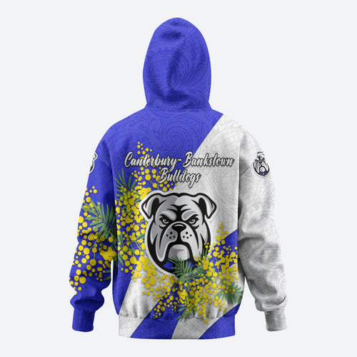 Canterbury Bankstown Bulldogs Hoodie Golden Wattle Floral Polynesian - Australian Flower - Rugby Mascot