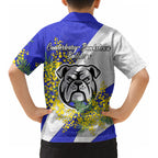 Canterbury Bankstown Bulldogs Kid Hawaiian Shirt Golden Wattle Floral Polynesian - Australian Flower - Rugby Mascot