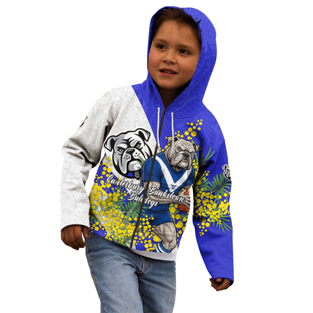 Canterbury Bankstown Bulldogs Kid Hoodie Golden Wattle Floral Polynesian - Australian Flower - Rugby Mascot