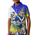 Canterbury Bankstown Bulldogs Kid Polo Shirt Golden Wattle Floral Polynesian - Australian Flower - Rugby Mascot