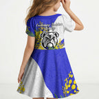 Canterbury Bankstown Bulldogs Kid Short Sleeve Dress Golden Wattle Floral Polynesian - Australian Flower - Rugby Mascot